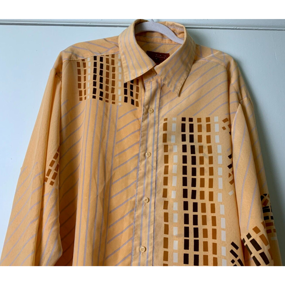 PRESTIGE MEN'S SHIRT FRENCH CUFF BUTTON UP SIZE L Big &Tall